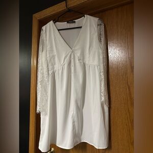 Zanzea Ivory Lace Sleeve Dress